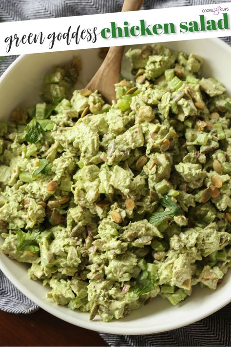 Green Goddess Chicken Salad, Green Goddess Recipe, Green Goddess Chicken, Green Goddess Salad Recipe, Green Goddess Salad Dressing, Cookies And Cups, Healthy Chicken Salad Recipe, Greek Quinoa Salad, Chicken Salad Ingredients