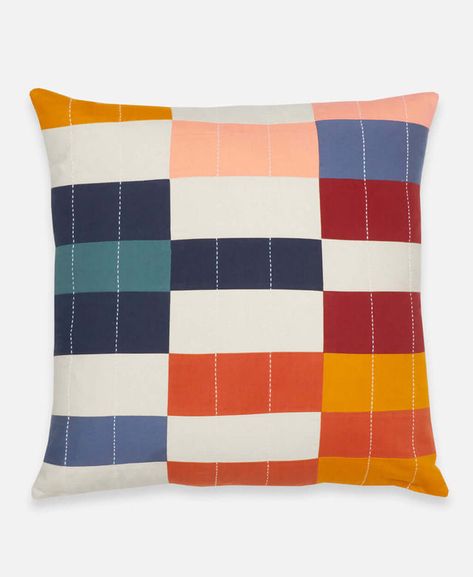 Modern Throw Pillows | Ethically Made Throw Pillows | Anchal Project Check Quilt, Feather Pillow, Modern Throw Pillows, Feather Pillows, Quilt Guild, Kantha Stitch, Quilting Techniques, Patchwork Patterns, Down Feather