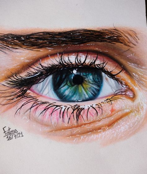 Realism eye drawing using prismacolor colored pencils Side Face Drawing, Eye Pencil Drawing, Using Colored Pencils, Eye Drawings, Realistic Eye Drawing, Color Pencil Sketch, Eye Illustration, Eyes Artwork, Anime Drawing Books