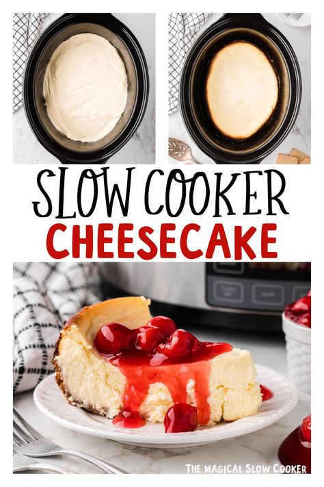 Crockpot Cheesecake Recipes, Crockpot Cheesecake, Slow Cooker Cobbler, Crock Pot Cheesecake, Crockpot Favorites, Crockpot Dessert, Crockpot Desserts, Slow Cooker Christmas, Cheesecake Pie Recipes