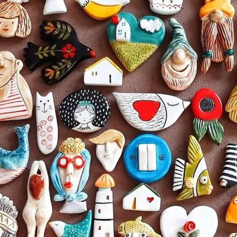 Ceramic.lovers 💙💙 on Instagram: "��🐳🦉🐦🦜🐇🐶❤️❤️🤩👌 Ceramic broches, pendants and magnets from @studio._.mordad Leave your thoughts in comments!! Save to not to forget these lovelies ❤️‍🔥❤️‍🔥 ➡️ Check out the link in bio for beautiful ceramics and decor. Credit 📷❤️ @studio._.mordad Follow @ceramic.lovers_ Follow @studio._.mordad If you like it pls support with ❤️ Note: we don’t own this video/picture, all rights go to their respective owners. Tag friends who will love this ❤️ Thanks for f Ceramic Magnets Handmade, Ceramic Broches, Ceramic Magnets Ideas, Pottery Magnets, Clay Magnet Ideas, Ceramic Pins, Magnet Ceramic, Wedding Sculpture, Magnet Ideas