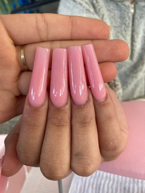 Pink Plain Nails, Plain Long Nails, Plain Pink Acrylic Nails, Warm Pink Nails, Long Baby Pink Acrylic Nails, Solid Pink Nails, Plain Pink Nails, Pink Long Nails, Baby Pink Nails Acrylic