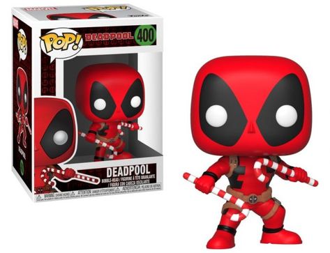 Funko Pop! Holiday Deadpool with Candy Canes Deadpool Funko Pop, Deadpool Pop, Spider Man Miles Morales, Funko Pop Collection, Dead Pool, Holiday Pops, Funko Pop Marvel, Pop Marvel, Arkham Asylum