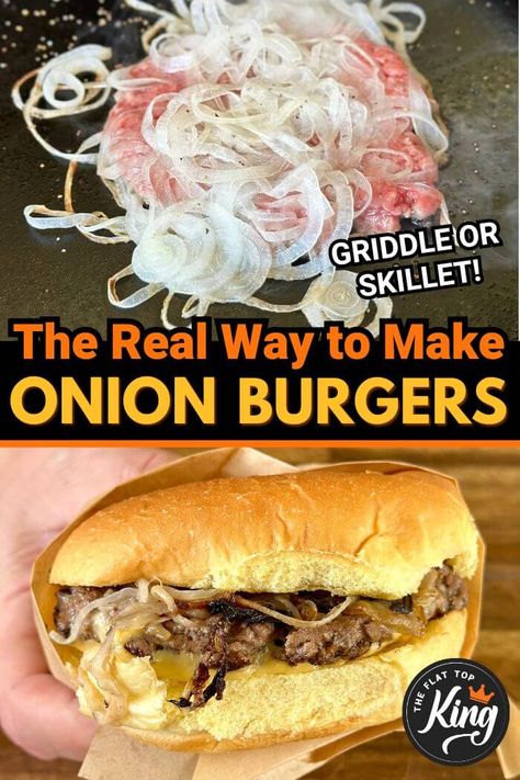 Hamburger On The Blackstone, Oklahoma Burgers Onions, Fried Onion Burgers Oklahoma, Oklahoma Onion Burger Recipe, Best Pan Fried Burgers, Oklahoma Onion Smash Burger, Oklahoma Smash Burger Recipe, Onion Burgers Oklahoma, Hamburger Patty Recipe Stovetop