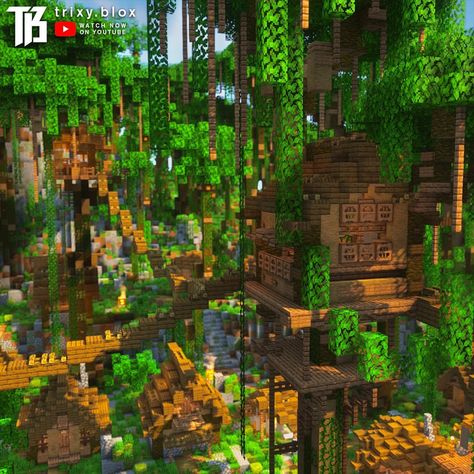 Jungle Tree House Minecraft, Minecraft Jungle House, Minecraft Treehouses, Jungle Treehouse, Minecraft Tree, Minecraft Structures, Jungle Tree, Jungle House, Minecraft House Plans