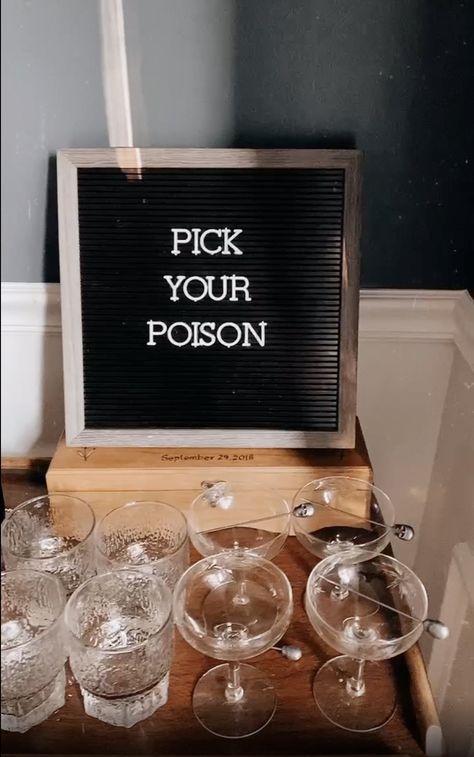 Housewarming Party Ideas Halloween, 29th Birthday Halloween Party, Halloween Party Esthetics, Housewarming Party Halloween, Witch 30th Birthday, Boo Tox Event, Witch Themed Appetizers, Drink Up Witches Party, Halloween Drink Board