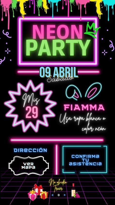 Neon Pool Parties, Neon Party Invitations, Glow Theme Party, Glow In Dark Party, Neon Birthday Party, Sweet Sixteen Birthday Party Ideas, 21st Bday Ideas, Glow Birthday Party, Neon Birthday