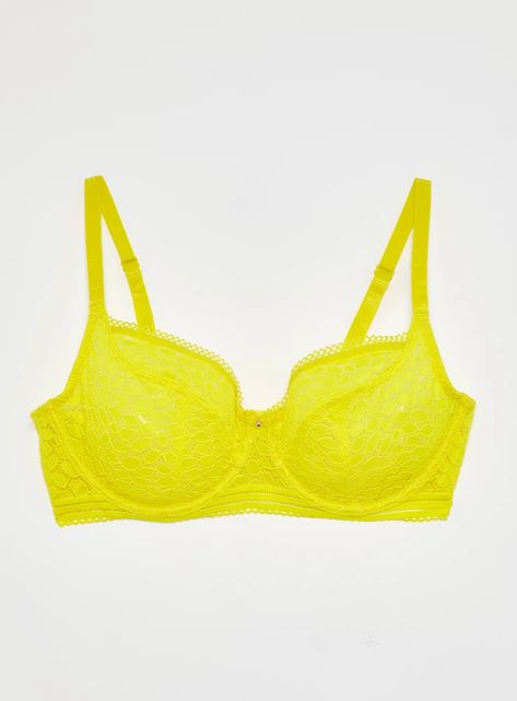 Womens DD+ Yellow Lace Full Cup Bra | Tu clothing 32f Bra, 36dd Bra, Yellow Bra, Tu Clothing, Dd Cup, Cute Bras, Full Cup Bra, Small Charms, Yellow Lace