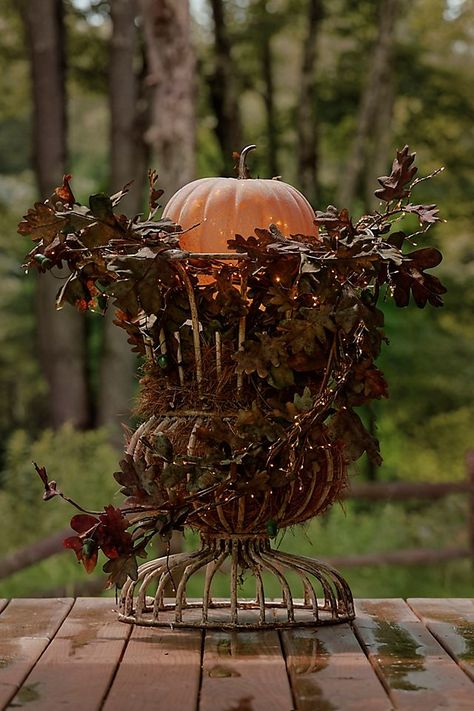 Flared Wire Urn Fall Urn, Acorn Garland, Oak Acorn, Fall Containers, Flower Pot Garden, Fall Arrangements, Outdoor Gifts, Autumn Decorating, Harvest Decorations