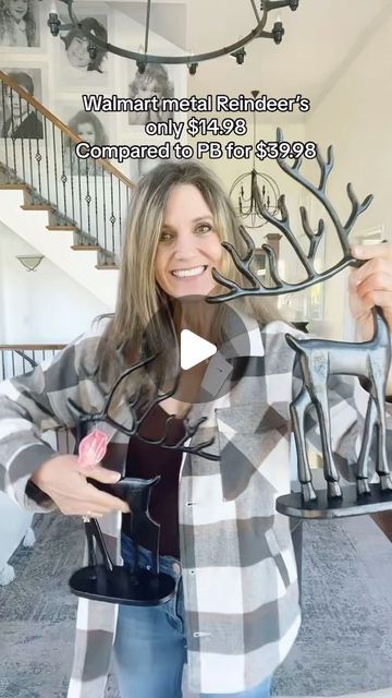 5,948 likes, 176 comments - gillaleighhome.designs on October 16, 2023: "I love Christmas and I love sharing budget friendly options for Christmas decor with you as well. I found these gorgeous metal reindeer at Walmart yesterday . These are 14in for only $14.98 comparable to pottery barns 18in for $39.98. I think Walmart even has a 16in option online for $16.98. I will link them for you all in my LTK link in my bio. You can never go wrong with black Christmas decor, it looks great with any co Pottery Barn Reindeer Decor, Decorating With Reindeer For Christmas, Pottery Barn Reindeer, Black Reindeer Christmas Decor, Entryway Christmas Decor Entry Tables, Budget Christmas Decor, Black Christmas Decor, Christmas Decor Modern, Pottery Barn Christmas Decor