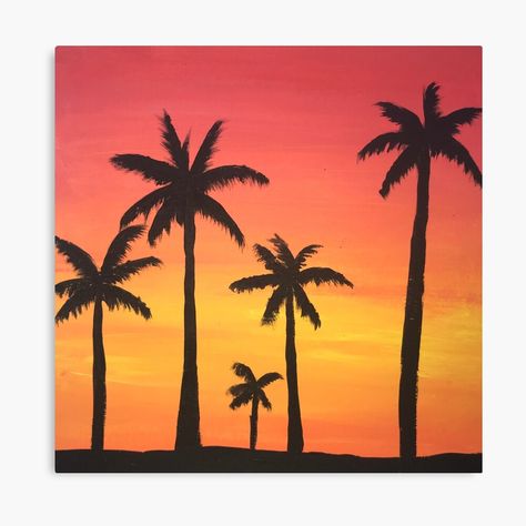 "Sunset painting with palm trees " Art Board Print for Sale by Amy-elise | Redbubble Tree Silhouette Sunset, Palm Trees Art, Palm Tree Crafts, Painted Sunset, Trees Art, Palm Tree Silhouette, Palm Tree Art, Acrylic Painting Flowers, Tree Craft