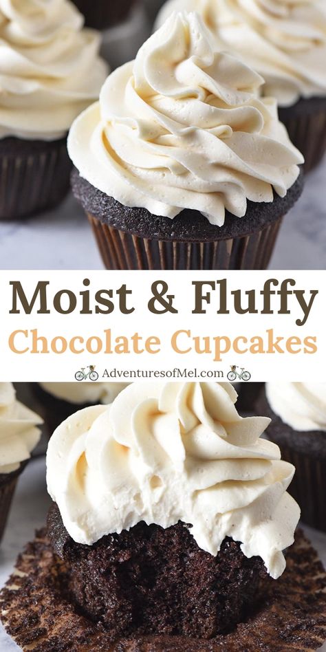 Fluffy Chocolate Cupcakes, Cupcake Receptek, Oreo Torte, Homemade Chocolate Cupcakes, Easy Vanilla Cupcakes, Cupcake Recipes From Scratch, Best Chocolate Cupcakes, Chocolate Cupcakes Moist, Vanilla Cupcake Recipe