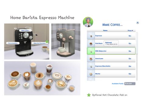 Home Barista ☕ | Littlbowbub on Patreon Sims 4 Coffee Cc, Sims 4 Functional Cc, Sims 4 Functional, Sims 4 Pack, Hot Chocolate Maker, Home Barista, Sims 4 Cheats, Sims 4 Kitchen, Sims 4 Game Mods