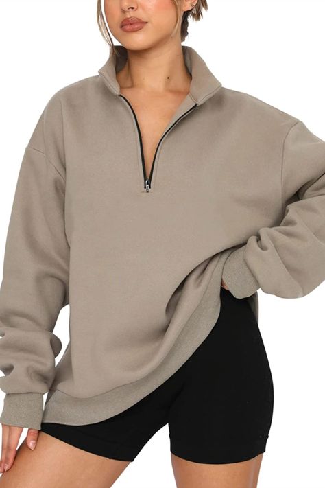 This zip up sweatshirt is the ideal choice in your wardrobe. This pullover sweatshirt is suitable for running, sport, gym, casual, party, school, dancing, skating, hiking, biking, yoga, spring, fall and winter. Match with boots, jeans, or leggings for a fashion trend! Doing It For Me, Outfit Cowo, Women Active Wear, Corduroy Jacket Womens, High Neck Sweatshirt, Womens Jackets Casual, Sweatshirt Oversized, Amazon Clothes, Cozy Season