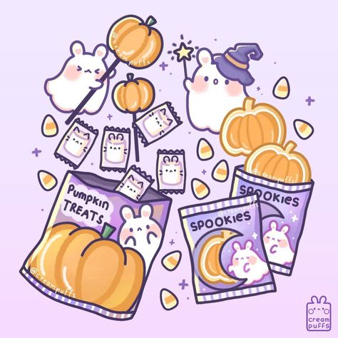 Sushi Halloween, Pumpkin Marshmallow, Cute Cartoon Food, Marshmallow Pumpkin, Candy Images, Chibi Food, Digital Journaling, Pumpkin Cookie, Sanrio Stuff