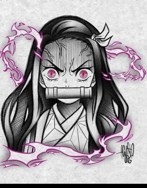 Nezuko Stencil, Nezuko Tattoo Stencil, Demon Slayer Tattoo Ideas Nezuko, Nezuko Tattoo Ideas, Demon Slayer Nezuko Tattoo, Nezuko Tattoo Design, Slayer Tattoo, Naruto Sketch Drawing, Naruto Sketch