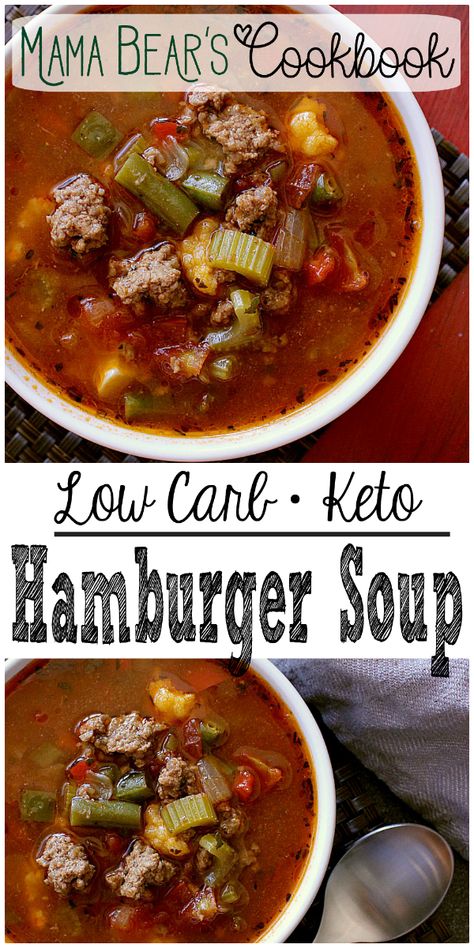 Hamburger Soup Keto, Keto Chicken Recipes Crockpot, Low Carb Hamburger Soup, Low Carb Soups And Stews, Keto Hamburger Soup, Keto Meatball Soup, Keto Hamburger Meat Recipes, Keto Hamburger, Keto Soup Recipes