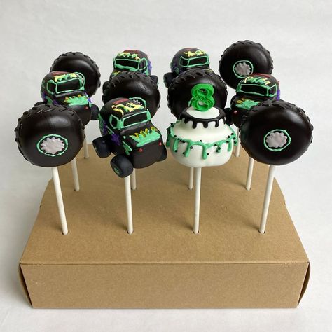 Monster Jam Dessert Table, Monster Truck Birthday Treats, Monster Jam Cake Pops, Monster Truck Cake Pops, Monster Jam Cupcakes, Monster Jam Centerpieces, Monster Jam Cookies, Monster Jam Birthday Party Ideas, Monster Jam Birthday Cake