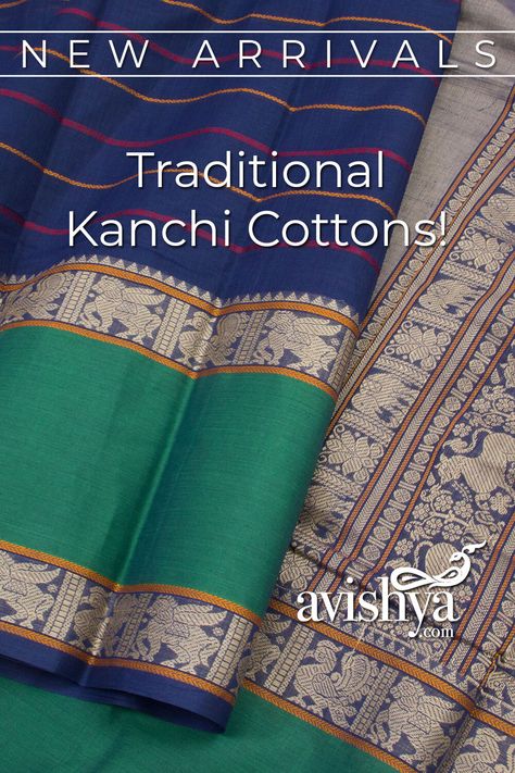 Kanchi Cotton Sarees Kanchi Cotton Saree, Cotton Sarees Handloom, Zari Saree, Function Dresses, Cotton Sarees Online, Traditional Motifs, Kanchipuram Saree, Cotton Sarees, Tamil Nadu