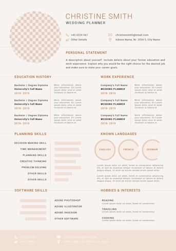 Wedding Coordinator Duties, Event Planner Resume, Basic Resume Examples, Best Resume Format, Cv Examples, Creative Cv, Best Resume Template, Personal Statement, First Job