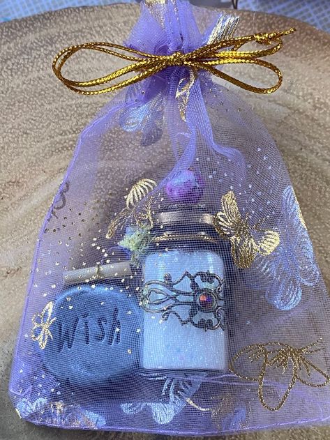 Fairy Dust Bottles Diy, Fairy Themed Goodie Bags, Fairy Dust Bottles, Purple Fairy Theme Birthday Party, Fairy Gift Bags, Fairy Party Gift Bag Ideas, Disney Fairy Party, Fairy Party Goodie Bags, Fairy Bachelorette Party