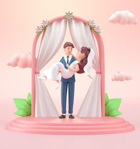 Married Couple Illustration, Isometric Game, Ceremony Altar, 3d Isometric, Wedding Altars, Couple Illustration, Married Couple, 3d Illustration, Wedding Couples