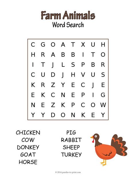 Get young children learning about their barnyard friends with our fun farm animal word search.  Look for the words cow, pig, and more. Word Puzzles For Kids, Easy Word Search, Kids Word Search, Free Printable Word Searches, English Worksheets For Kindergarten, Word Search Printables, English Worksheets For Kids, Children Learning, Word Searches