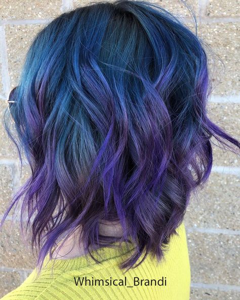 Blue Hair, Purple Hair, Ombre, Bright Hair, Rainbow Hair, Long Bob, Short Hair, Trending Hair, Peacock Hair Color, Oil Slick Hair, Fun Hair Color, Hair Color Fun Purple Hair Color Ideas, Purple Blue Short Hair, Multicolored Hair Short, Ombre Hair Color Blue Purple, Purple And Blue Hair Short, Fun Hair Color Ideas For Brunettes Blue, Short Purple Ombre Hair, Bright Hair Colors Short Shoulder Length, Blue Purple Ombre Hair