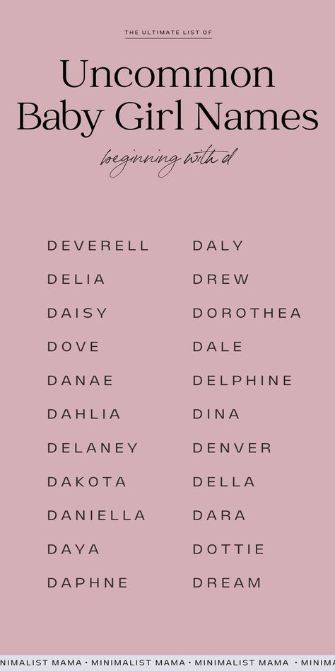 Searching for some fresh, new baby names for your little babe? These d names for girls are trendy and unique! If you love girly girl names, these d baby names, you NEED to check out this list of cute baby names chock full of name inpsiration! (aka unique baby names starting with d/cute d girl names I love) D Names For A Girl, D Baby Names, D Names For Girls, D Names, Hippie Girl Names, Earthy Girl Names, Girly Girl Names, Country Girl Names, Names I Love