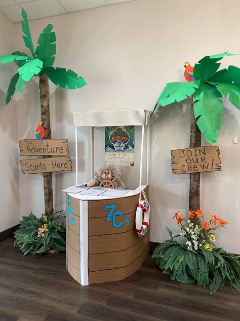 Jungle Journey Vbs Classroom, Jungle Boat Vbs, Vbs Jungle Journey Theme Decorations, Vbs Jungle Decorations, Island Vbs Decorations, Aig Vbs Jungle Journey, Answers In Genesis Vbs 2024 Decorations, Wildlive Vbs Decorations, Jungle Vbs Crafts