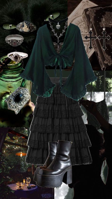 #outfitinspo #witchaesthetic #wimsigoth #vibes #forest #fallfashion #books #vintage #goth Goth Outfit Inspo, Goth Outfit Ideas, Books Vintage, Vintage Goth, Witch Outfit, Funky Outfits, Whimsical Fashion, Gothic Outfits, Goth Outfits