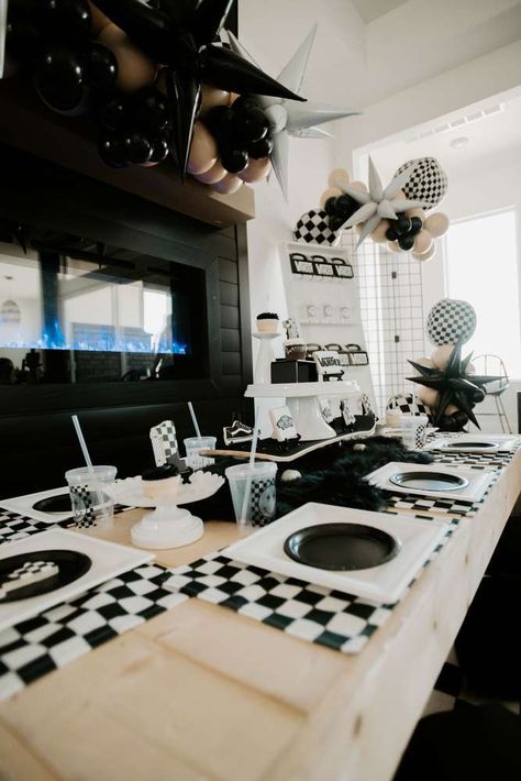 VANS Birthday Party Ideas | Photo 2 of 27 | Catch My Party Greaser Birthdays, Two Cool Birthday Party Decorations, Vans First Birthday, Vans Themed Party Ideas, Checkered Theme Party, Vans Themed Birthday Party, Two Rad Birthday Party Boy, Skateboard Themed Birthday Party, Bruh Birthday Party