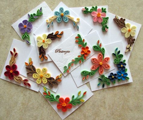 Miniature cards by pinterzsu Quilling Flower Designs, Neli Quilling, Paper Quilling Tutorial, Paper Quilling For Beginners, Paper Quilling Flowers, Paper Quilling Cards, Origami And Quilling, Paper Quilling Jewelry, Quilling Work