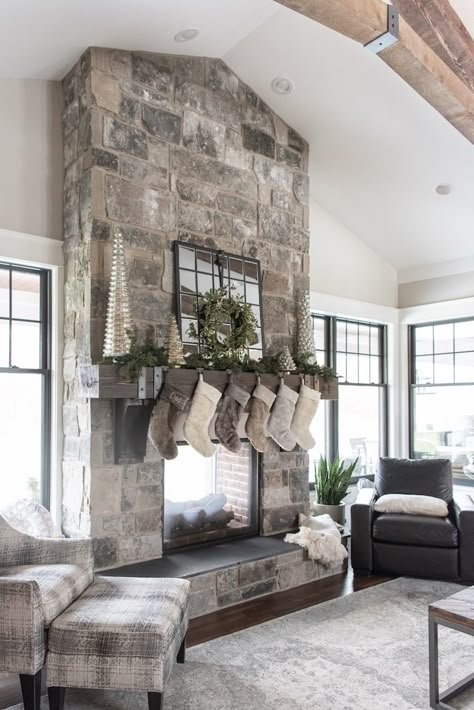 Cottage Fireplace, Holiday Home Tour, Farmhouse Fireplace, Room Addition, Fire Places, Fireplace Remodel, Home Fireplace, Fireplace Makeover, Fireplace Ideas