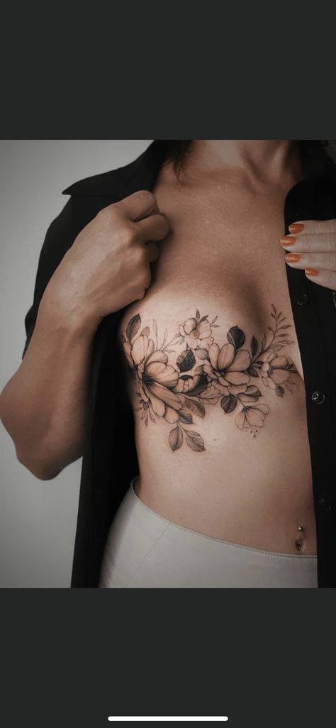 This is my fav Mastectomy Scar Tattoo Bilateral, Mastectomy Scar Tattoo Ideas, Floral Mastectomy Tattoo, Bilateral Mastectomy Tattoo, Mastectomy Scar Tattoo Cover Up, Mastectomy Tattoos For Women, Breast Lift Scar Tattoo, Tattoo On Breast Women, Mastectomy Tattoo Double