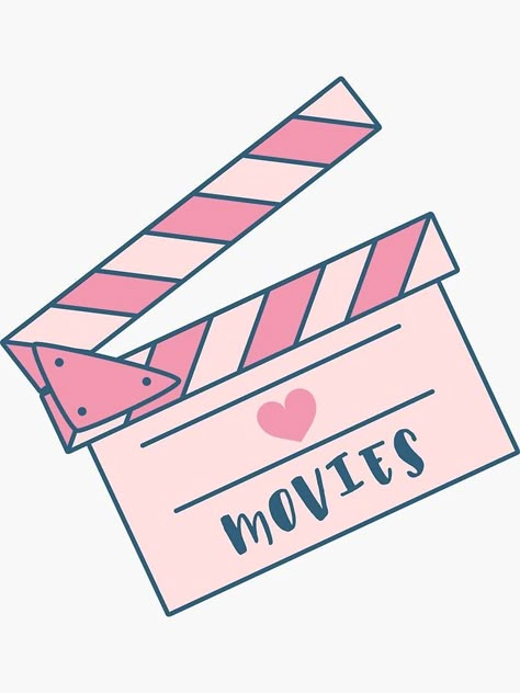 Movie Clapper Board Aesthetic, Pink Clapperboard, Movies Pictures Ideas, Clapperboard Aesthetic, Cinema Stickers, Movies Clipart, Theatre Stickers, Cinema Illustration, Aesthetic Cinema