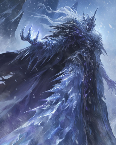 Auril, Lady Frostkiss (Icewind Dale: Rime of the Frostmaiden) Snow Monster Fantasy Art, Rime Of The Frost Maiden, Ice Zombie, Ice Creature, Rpg Boy, Frost Form, Ice Witch, Ice Monster, Icewind Dale