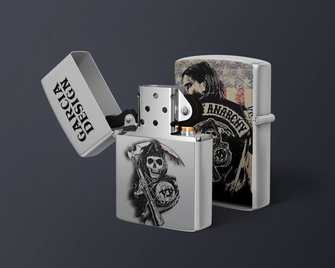 Very cool Zippo style lighter with image on back and front. Get yours today. Lighter Design, Sons Of Anarchy Samcro, Jax Teller, Sons Of Anarchy, High Gloss, Things To Come, Etsy Uk, Handmade Gifts, Design