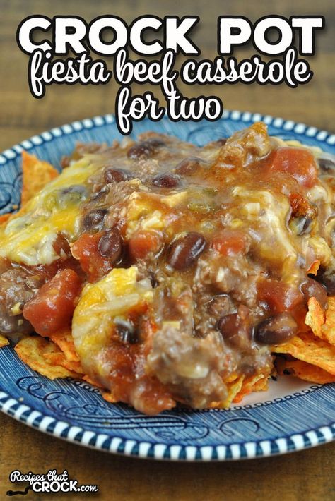 If you are looking for a delicious recipe for two that will fill you up, check out this Fiesta Crock Pot Beef Casserole for Two. Crockpot Meals For 1 Person, Crock Pot Meal For 2, Crockpot Recipes For Two People, 2.5 Quart Crock Pot Recipes, Mini Crock Pot Recipes For 2, Recipes For 2 People Easy, Crock Pot Meals For Two, 2 Quart Crock Pot Recipes, Small Casserole Recipes For Two