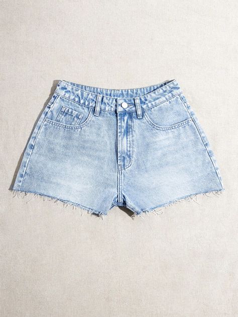 Ladies' Plain Casual Denim Shorts Light Wash Casual   Denim Plain Straight Leg Non-Stretch  Women Clothing, size features are:Bust: ,Length: ,Sleeve Length: Pastel Jeans, Light Grey Leggings, Light Wash Denim Shorts, Casual Denim Shorts, Shorts For Summer, Jeans Casual, Elegant Dresses Long, Dark Jeans, Denim Shorts Women