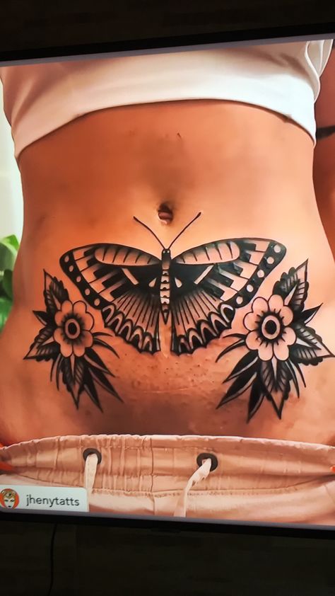 Tattoo Butterfly Stomach, Hip Stomach Tattoos Women, Stomach Butterfly Tattoo, Butterfly Stomach Tattoo, Butterfly Stomach, Lower Belly Tattoos, Lower Stomach Tattoos, Belly Tattoos, Stomach Tattoos