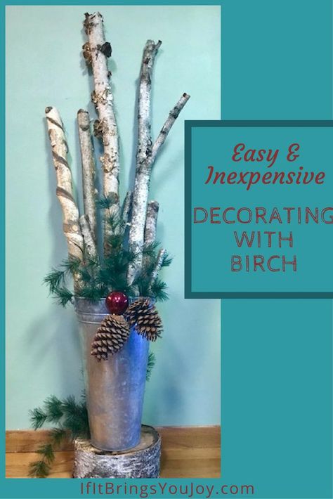 Birch Projects, Recycle Decoration, Decorating With Natural Elements, Birch Decorations, Birch Tree Decor Christmas, Decorating With Nature, Birch Wood Decor, Birch Tree Decor, Log Decor