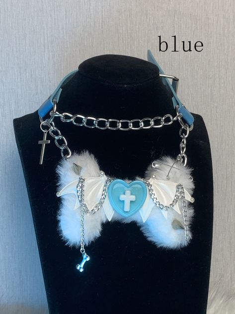 This price is for a choker only, others are not included. Kawaii Choker, Alt Accessories, Spiked Choker, Angel Bunny, Pastel Clothing, Puppy Boy, Steampunk Fashion Male, Gothic Skirts, Tie Necklace