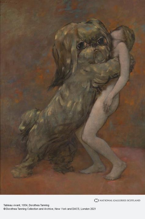 Tableau vivant | National Galleries of Scotland What Is Surrealism, Dorothea Tanning, Peggy Guggenheim, Gallery Of Modern Art, Max Ernst, Spirit Animals, Painting Subjects, List Of Artists, The Embrace