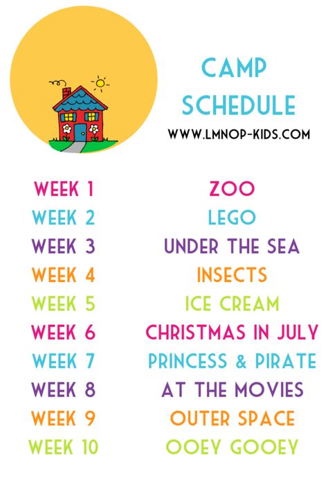 Summer With Kids At Home, Toddler Summer Camp Themes, Daycare Summer Camp Themes, Summer Camp Activities For Toddlers, Diy Summer Camp At Home, Summer Camp At Home Ideas For Kids, At Home Summer Camp Ideas, Preschool Summer Camp Themes, Summer Camp Themes Weeks