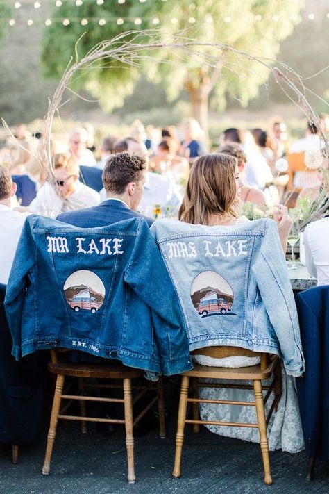 Groom In Jeans, Denim Wedding, Bride Jacket, Bridal Jacket, Wedding Jacket, Future Wedding Plans, Martha Stewart Weddings, Wedding Goals, Denim Jackets