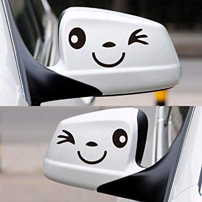 Happy Bargains Ltd SMILE-FACE-CAR-DECAL-BLK Car Wing Door Mirror Stickers Decal Black Car Vynil Decal Ideas, Scooty Sticker Ideas, Vynil Stickers Ideas, Car Mirror Sticker, B13 Nissan, Side Mirror Car, New Car Accessories, Reflective Decals, Car Sticker Design