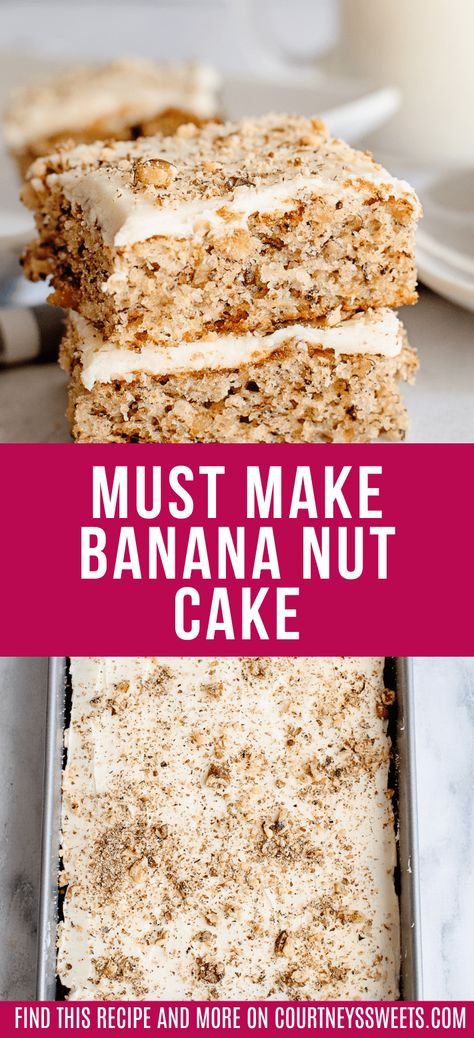 Banana Walnut Recipes, Banana Nut Cake Recipe Easy, Banana Nut Bread Cake, Banana Nut Cake Recipe, Banana Nut Roll Cake, Banana Nut Roll, Banana Pecan Cake, Banana Nut Sheet Cake, Banana Cake With Walnuts Recipe