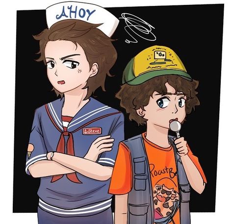 Steve Dustin, Steve And Dustin, Scoops Ahoy, Gaten Matarazzo, Stranger Things Steve, Stranger Things Art, Valentines Roses, Joe Keery, Steve Harrington