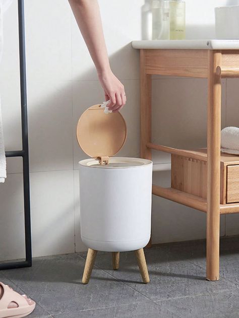 1pc Plastic Waste Bin, Modernist Garbage Can For HomeI discovered amazing products on SHEIN.com, come check them out! Wooden Trash Can, Bathroom Waste Basket, Garbage Containers, Bathroom Bin, Bathroom Trash Can, Rubbish Bin, Kitchen Trash Cans, Trash And Recycling Bin, Recycle Trash